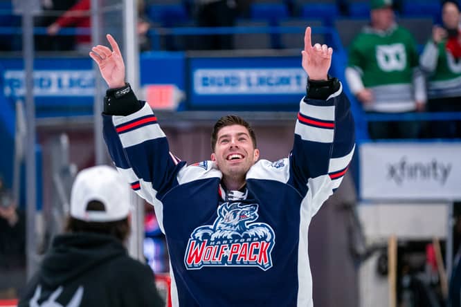 Louis Domingue celebrates after scoring a goal