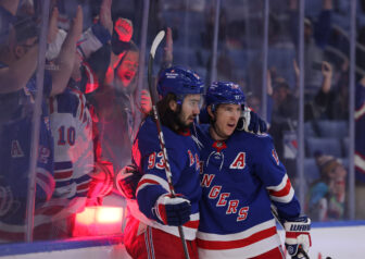 New York Rangers survive late scare to beat Sabres and move into first place