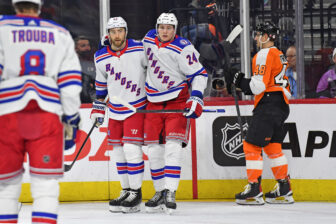 Barclay Goodrow is skating, who sits for Rangers when he returns?